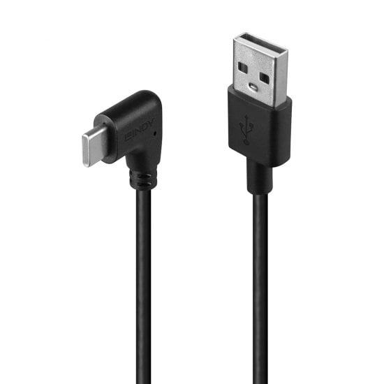 0.5m USB 2.0 USB-A to Right-Angled USB-C Cable, 480Mbps, 3A Charging