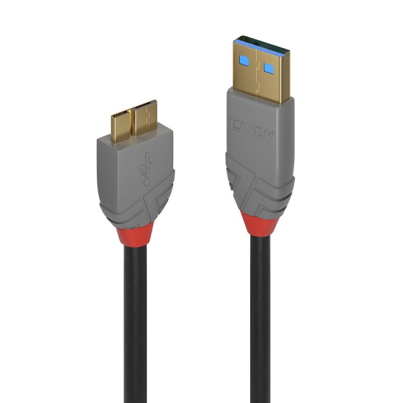 LINDY USB 3.2 Typ C Auf B Kabel – 0,5m, 5 Gbit/s, Anthra Line, Dreifach Geschirmt, 10 Jahre Garantie