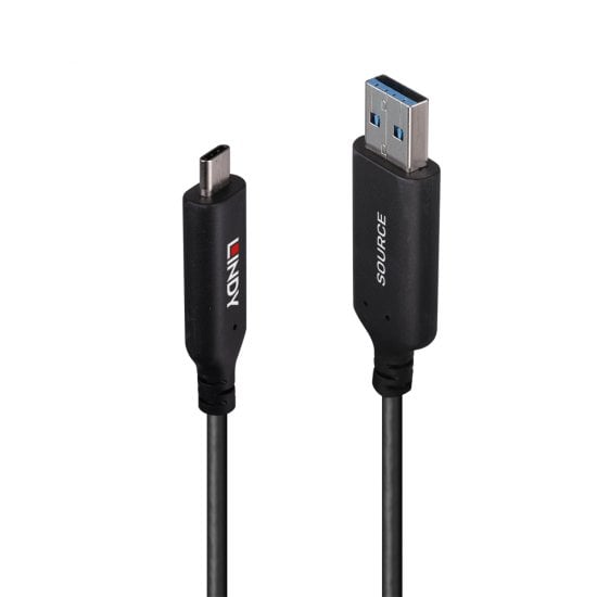 10m USB 3.2 5Gbps Type A to C Fibre Optic Hybrid Cable