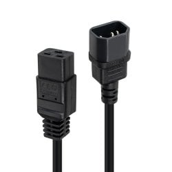 1m C14 to C19 Mains Extension Cable, Black