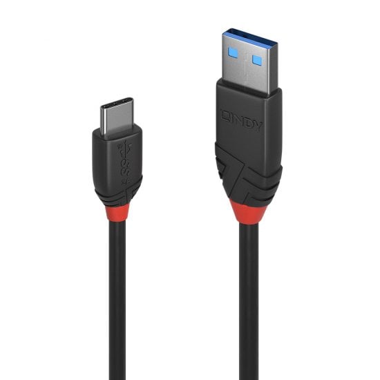 1m USB 3.2 Type A to C Cable, 10Gbps, Black Line