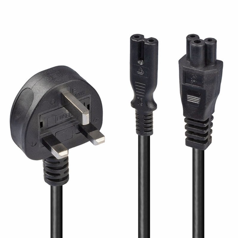 Lindy 2.5m UK 3 Pin Plug to IEC C5 & IEC C7 Splitter Extension Cable, Black - Image 6