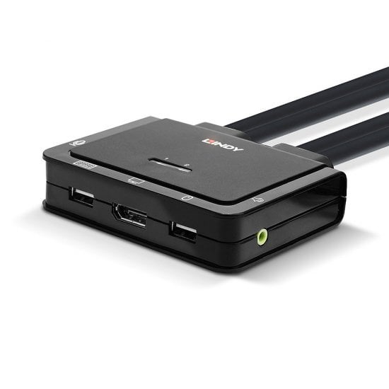 2 Port DisplayPort 1.2, USB Type C, USB 2.0 & Audio Cable KVM Switch