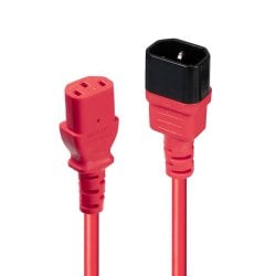 2m C14 to C13 Mains Extension Cable, Red