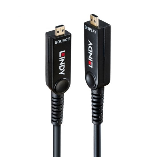 30m Fibre Optic Hybrid Micro-HDMI 8K60 LSZH Cable with Detachable HDMI Connectors