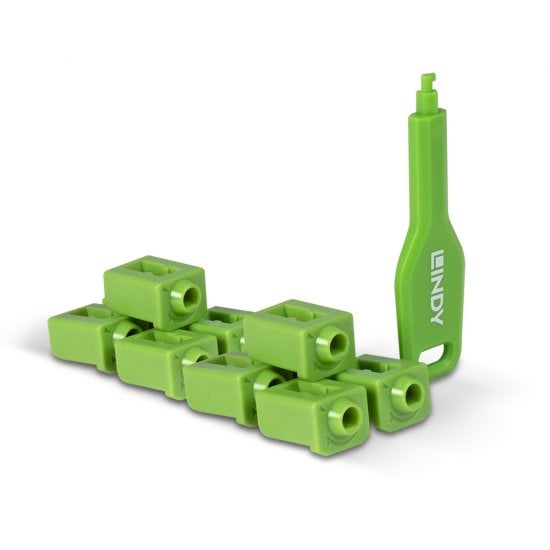 SFP Port Blocker, 10pcs + 1 Key, Green