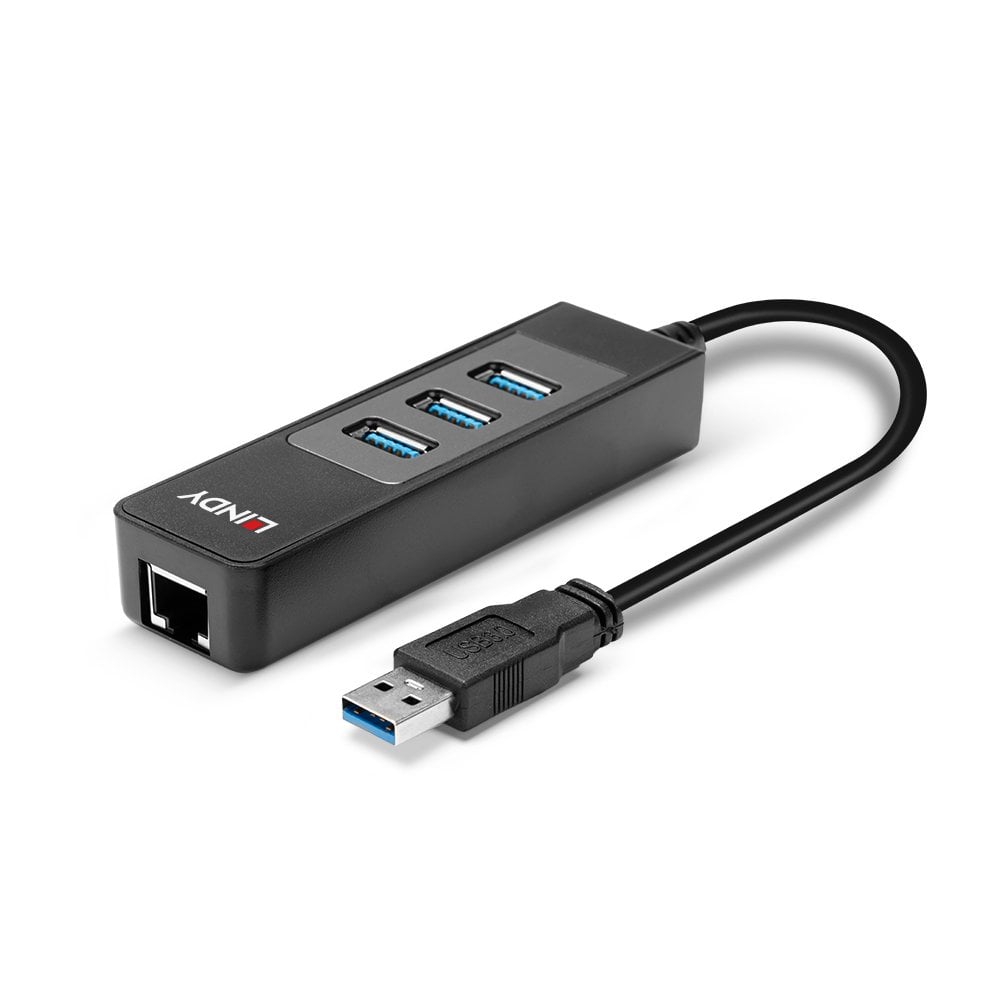 Adattatore Ethernet Hub USB 3.0 GiGimundo, 4 Porte (3 USB + LAN), Fino A 5 Gbps